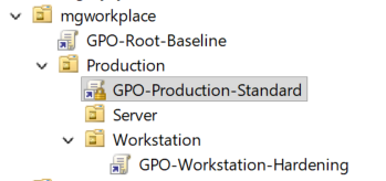 First result screen with an Enforced GPO