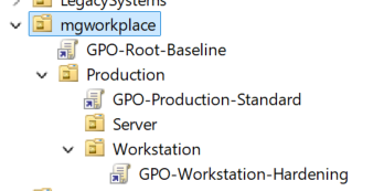 Active Directory lab GPO structure and links